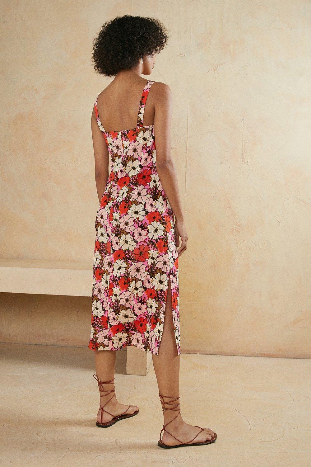 Floral Print Strappy Midi Dress | Oasis